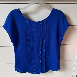 🦋 ATTENTION WOMENS SIZE XS ROYAL BLUE CAP SLEEVE BLOUSE